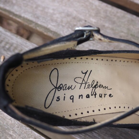Joan & David VTG Joan Helpern Signature black suede T strap pumps US 6.5-7 EU 37 - Picture 7 of 12